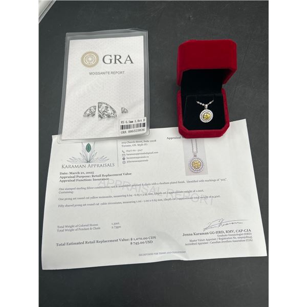 $1070 APPRAISED 1.0 CARAT SOLITAIRE PENDANT WITH CHAIN