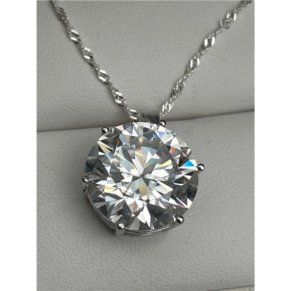 $7560 APPRAISED 20.0CARAT ROUND BRILLIANT CUT SOLITAIRE PENDANT & CHAIN