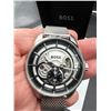 Image 6 : Boss Automatic Watch with Skeleton Dial and Stainless Steel Mesh Band