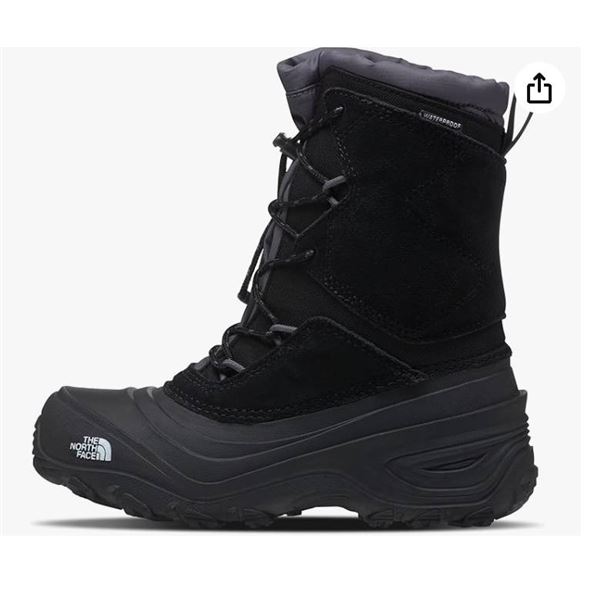 North Face Teen Alpenglow V WP Boots – TNF Black/Vanadis Grey, Size 7,