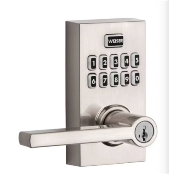 Weiser Kwikset SmartCode 10 Electronic Lever Keypad Lock Satin Nickel