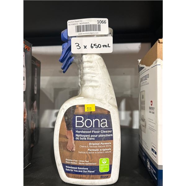 Bona Hardwood Floor Cleaner 3 x 650 mL (Original Formula)
