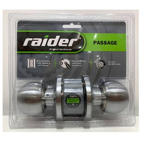 Raider Passage Door Knob Set, Lot of 3 Units