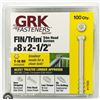 Image 1 : GRK Fasteners FIN/Trim White Trim Head Screws #8×2-1/2 Inch, 100 Qty, Lot of 10