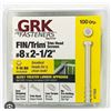 Image 1 : GRK Fasteners FIN/Trim White Trim Head Screws #8×2-1/2 Inch, 100 Qty, Lot of 10