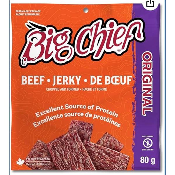 Big Chief Beef Jerky Original  Flavor 12 Packs of 80g Each