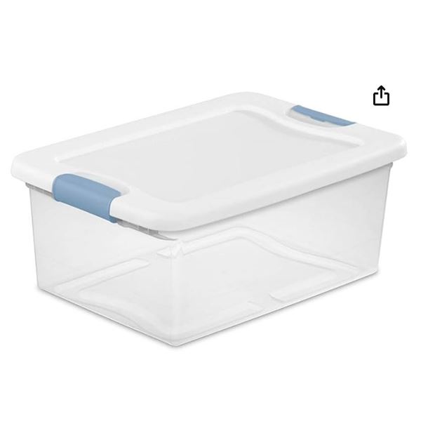 Lot of Sterilite 15 Qt 14 L Plastic Latching Storage Containers, 4 Bins with Lids