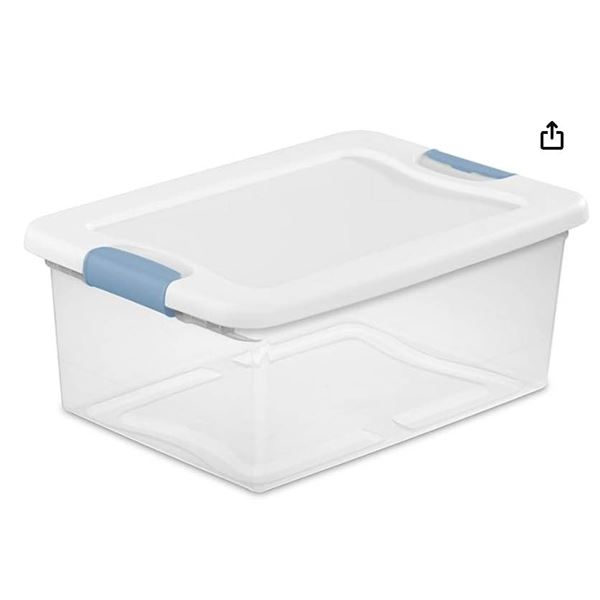 Lot of Sterilite 15 Qt 14 L Plastic Latching Storage Containers, 4 Bins with Lids