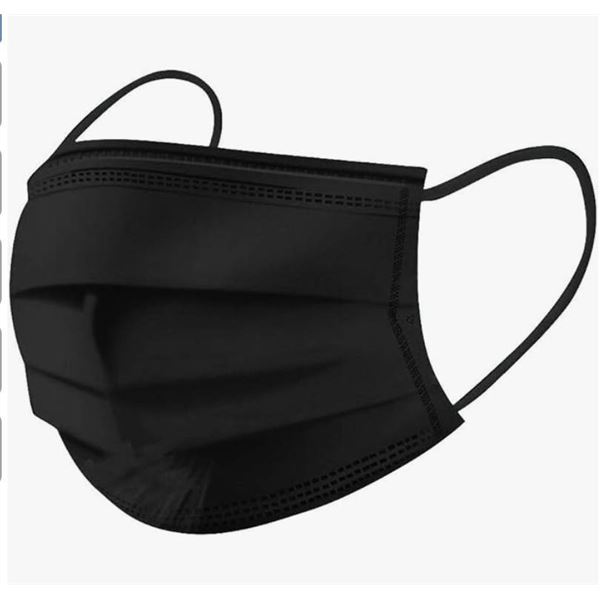 Disposable Protective Masks, 3 Ply, Black, 50 Boxes of 50 pcs