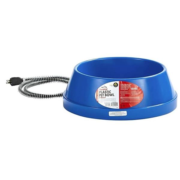 API Heated Dog Bowl | No-Freeze Outdoor Plastic Thermal Heated Pet Water Bowl for Cats, Dogs, and Fa