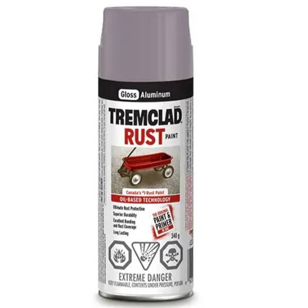 Tremclad Rust Paint **Silver Aluminum, Gloss** 340g Spray Cans – Lot of 6 (Mislabeled)