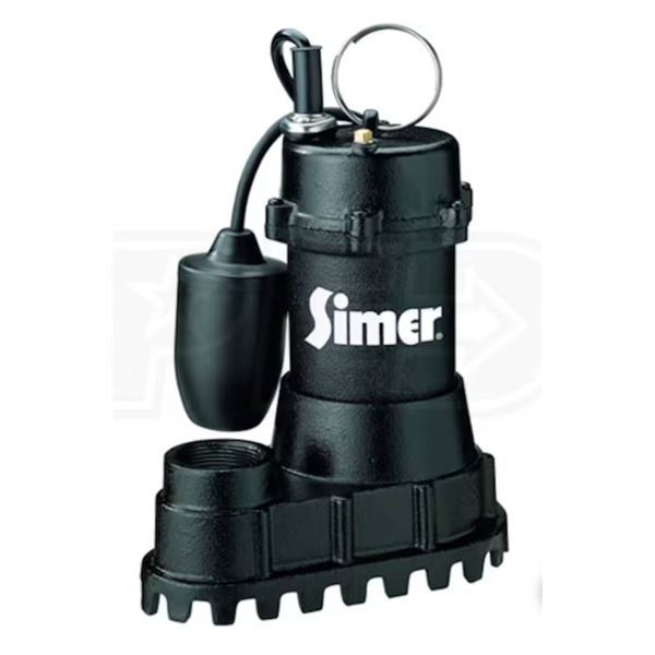 Simer 3994 – 1/2 HP Cast Iron Sump Pump w/ Tether Float Switch Model:3994