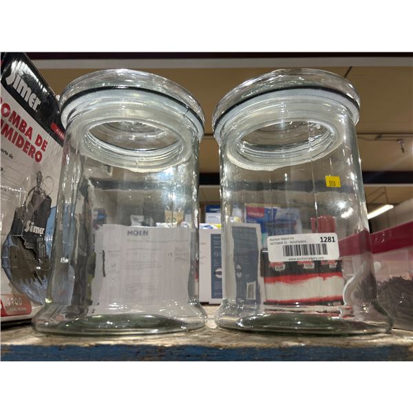 Lot of 2 Glass Storage Jars with Lids