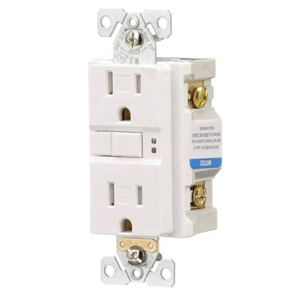 EATON Wiring GFCI Self-Test 15A -125V Tamper Resistant Duplex Receptacle (3-Pack), White Lot of 3 Pa