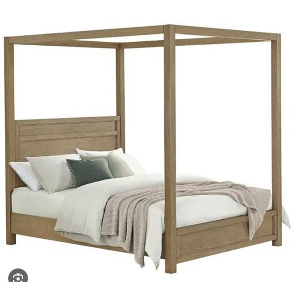 Queen Canopy Bed with Oak Veneers and Rubberwood Solids