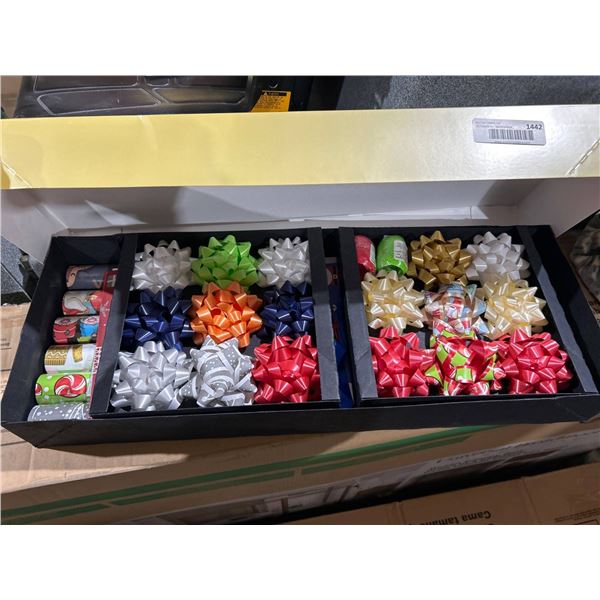 Holiday Gift Wrapping Set With Assorted Bows and 6 Rolls of Wrap