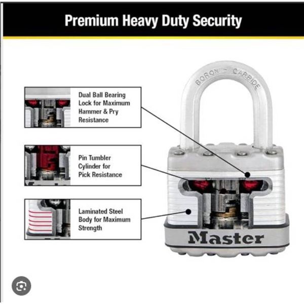 Lot of 2  Master Lock Magnum M1BLCDLF Padlocks with Keyed Alike Feature