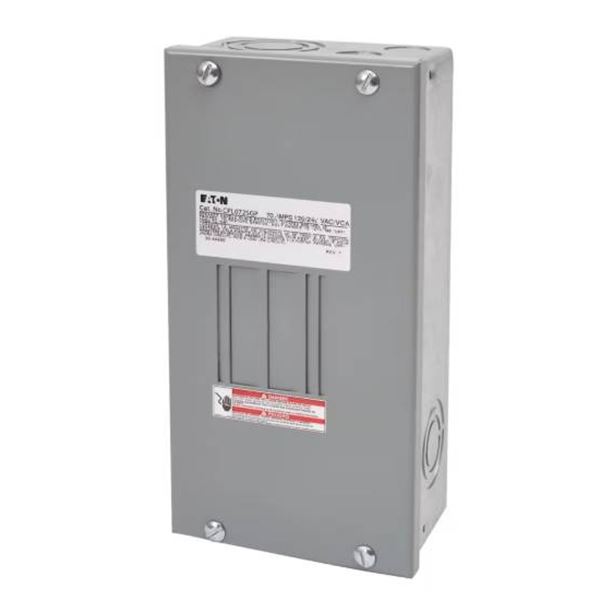 Eaton Type BR 70A Main Lug Loadcenter, CPL072SGP, 120/240 VAC