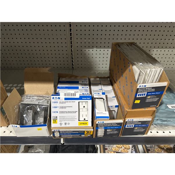Eaton Electrical Components Lot with GFCI Outlets, Wall Plates, and Connectors