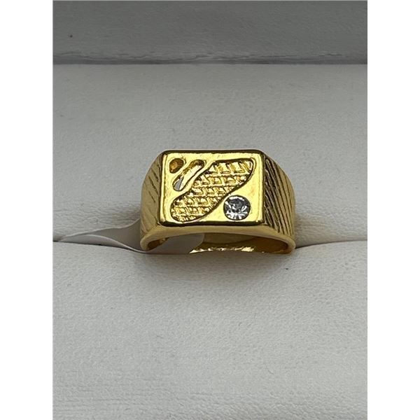 Gents 14K GP Carved Dress Ring with .25 Carat Solitaire Stone