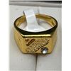 Image 4 : Gents 14K GP Carved Dress Ring with .25 Carat Solitaire Stone