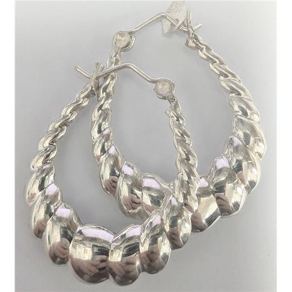 $100 Silver 6.43G Hoop Earrings