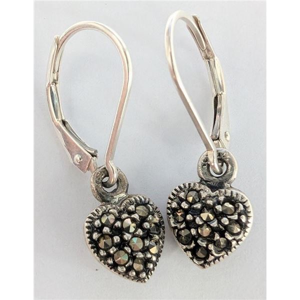 $160 Silver Macasite  Earrings
