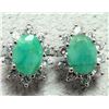 Image 1 : $160 Silver Emerald And Cz  Earrings