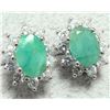 Image 2 : $160 Silver Emerald And Cz  Earrings