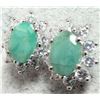 Image 3 : $160 Silver Emerald And Cz  Earrings