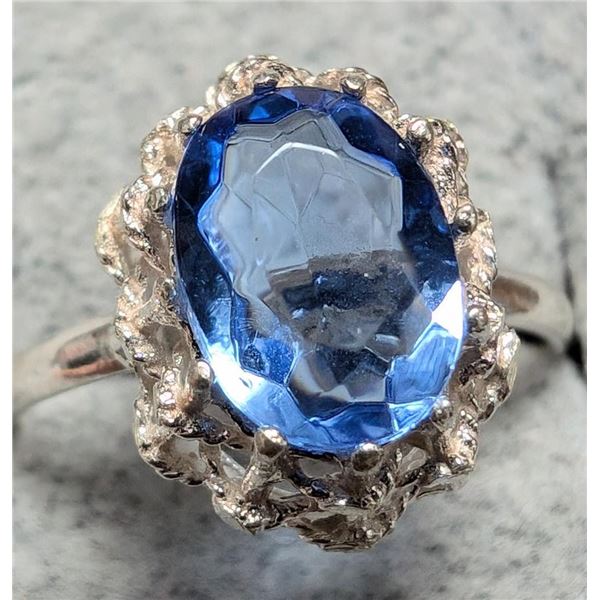 Silver Blue Cz  Ring