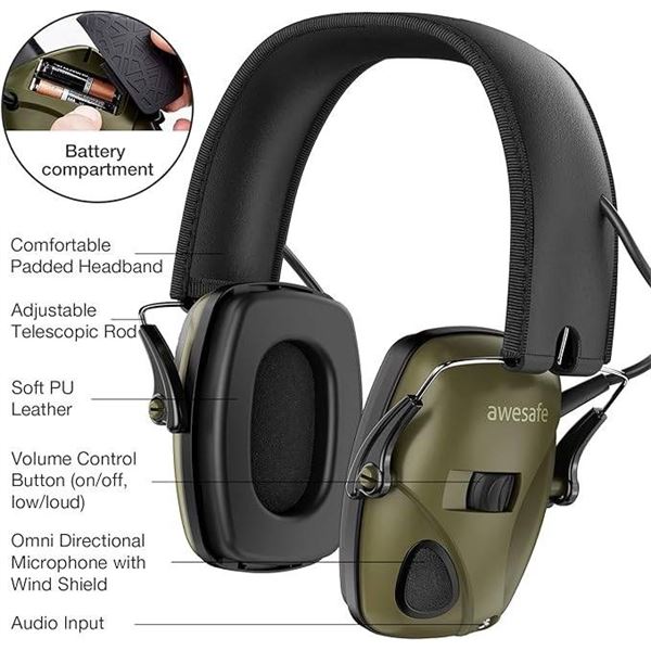 Awesafe Electronic Shooting Sports Earmuff with Storage Case