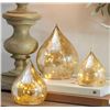 Image 1 : Evergreen LED Glass Raindrops With Gold Crackle Finish (Set of 3)