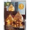Image 2 : Evergreen LED Glass Raindrops With Gold Crackle Finish (Set of 3)