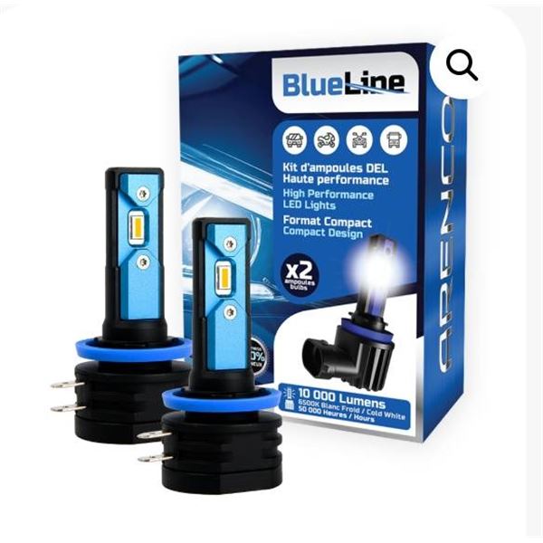 ARENCO BlueLine H11B LED Headlight Bulbs, 40W, 10000 Lumens, 6500K