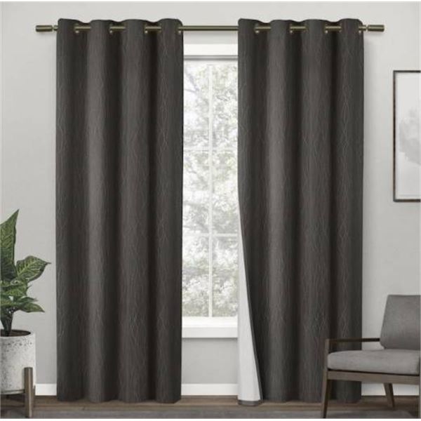 Design Decor Crete Textured Jacquard Thermal Curtain – Charcoal, 96 in. x 54 in.