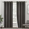 Image 1 : Design Decor Crete Textured Jacquard Thermal Curtain – Charcoal, 96 in. x 54 in.