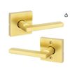 Image 1 : Weiser Halifax Satin Brass Door Handle, Reversible Passage Lever