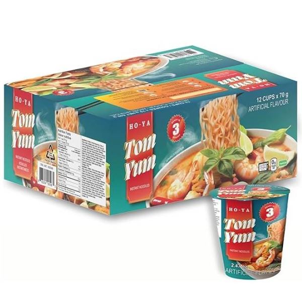 Ho-Ya Tom Yum 12 Cups of 70g Artificial Flavor Noodles