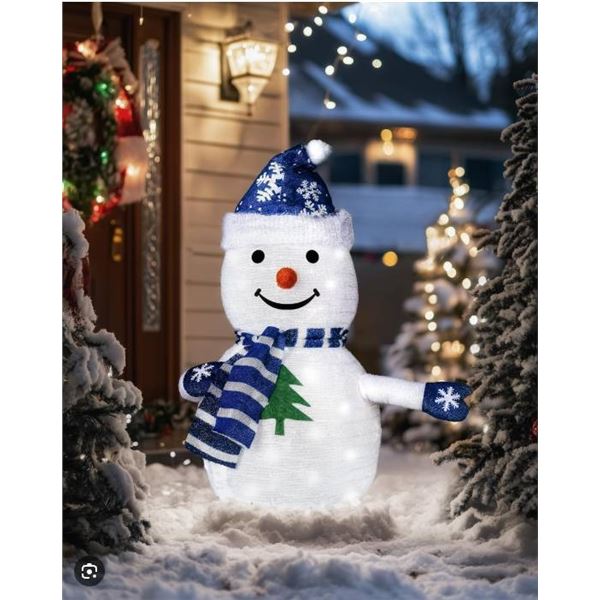 Pasapair 2FT Pre-Lit Pop-Up Snowman – Outdoor Christmas Decoration with Built-in 45 LED Lig