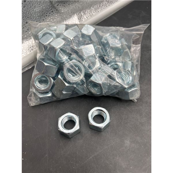Galvanized Hex Nuts, M10 Thread, Quantity of 50