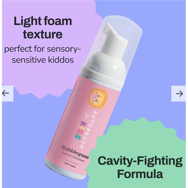 Lot of 4 Autobrush for Kids, Bubblegum and Mint Flavor, Dental Products