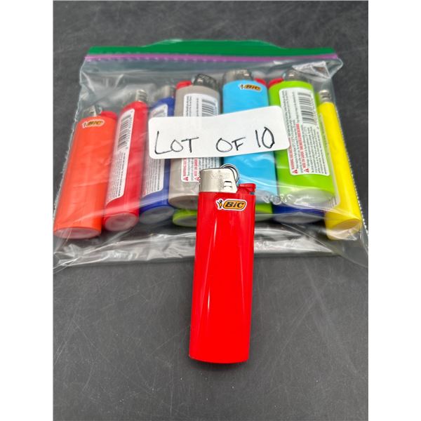 10 Bic Lighters in Assorted Colors