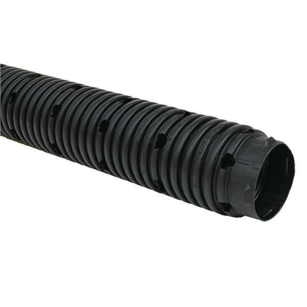 Black Corrugated Flexible Drainage Pipes, Approximately 3 Inches in Diameter
