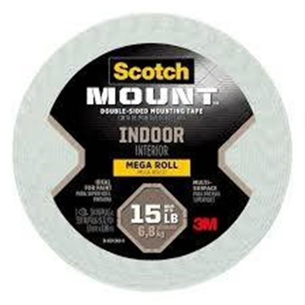 3M Scotch-Mount Indoor Double-Sided Mounting Tape, 1.9 cm x 8.89 m, 15 lb Capacity PACK OF 8