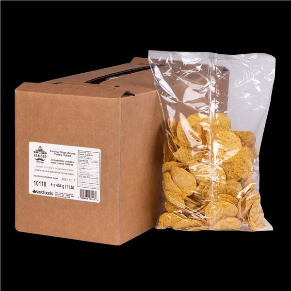 Rabioso Tortilla Chips Round Yellow Salted – Lot of 12 Bags (6 x 454g Each)