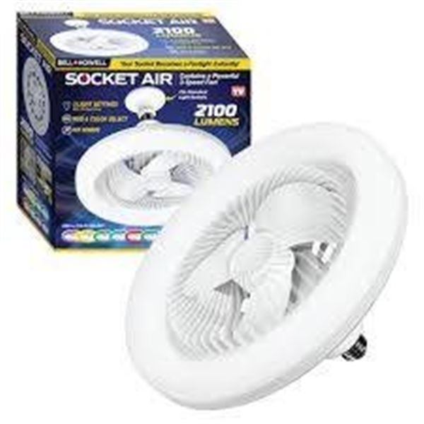Bell + Howell Socket Air Light With Fan, 2100 Lumens, RGB, 3 Light Settings