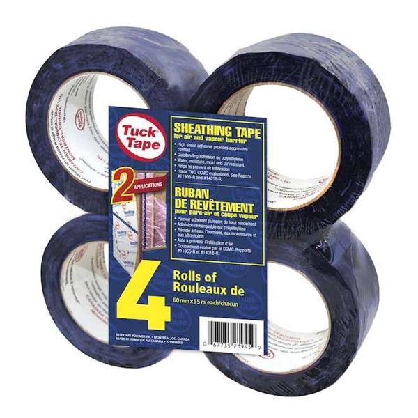 Tuck Tape 66-mm x 55-m 4-Pack Exterior Sheathing Adhesive Tape Rolls – Blue