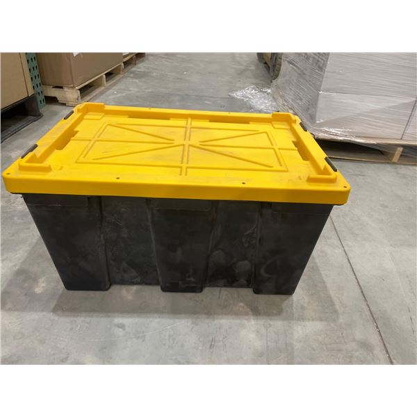 Heavy-Duty Black and Yellow Storage Tote with Removable Lid