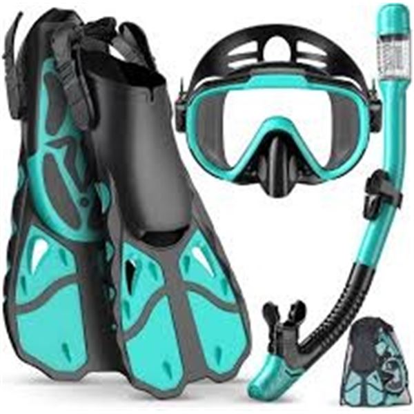 NEW W BOX VENGREEDO ADULT SNORKEL SET W FINS